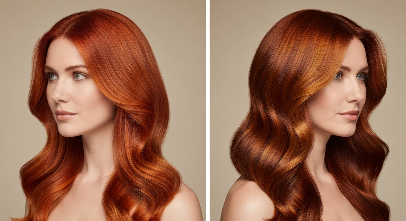 Farbverläufe Erdbeerblond Kupfer Naturrot im Vergleich